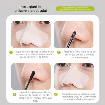 Set de patch-uri pentru nas, refinează porii și elimină punctele negre – controlul sebumului pentru zona T, 10 patch-uri (6 g×5 + 4 g×5)