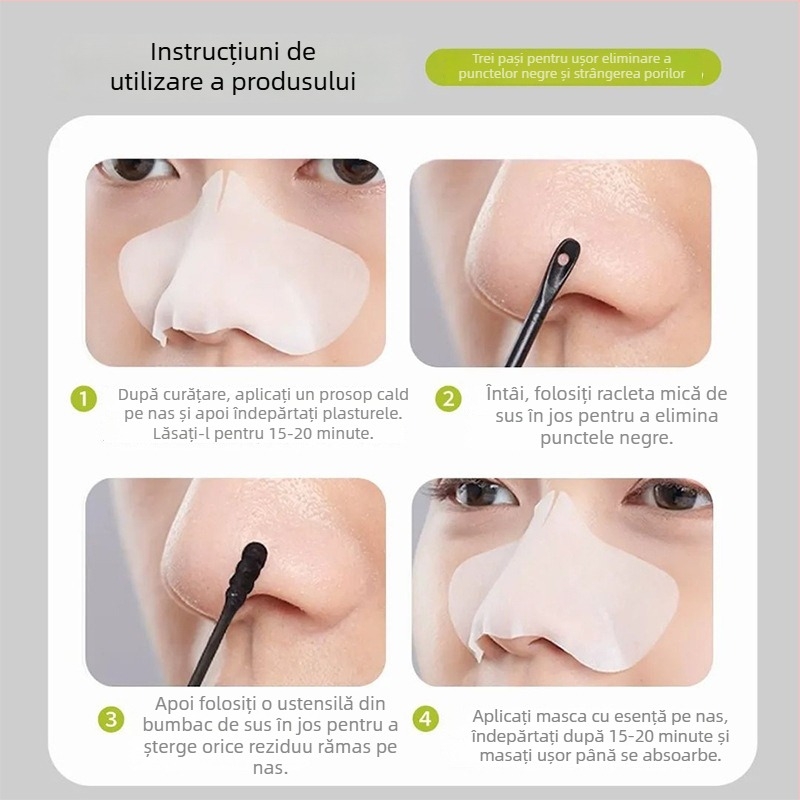 Set de patch-uri pentru nas, refinează porii și elimină punctele negre – controlul sebumului pentru zona T, 10 patch-uri (6 g×5 + 4 g×5)