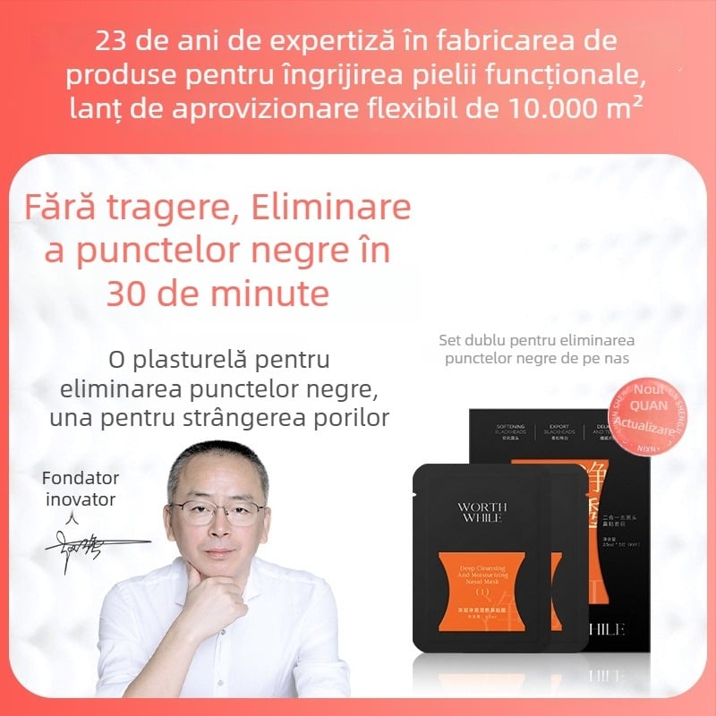 Set nazal 2 în 1 pentru eliminarea punctelor negre; strânge porii, elimină punctele negre și acneea; 6 benzi în cutie; valabilitate 3 ani (6 benzi/cutie; potrivit pentru piele generală)