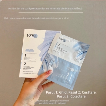 VSEA Set de plasturi nazali cu minerale din mare adâncă – Îngrijește zona T, Îndepărtează punctele negre, Micșorează porii, Hidratează pielea, Pachet de cinci bucăți