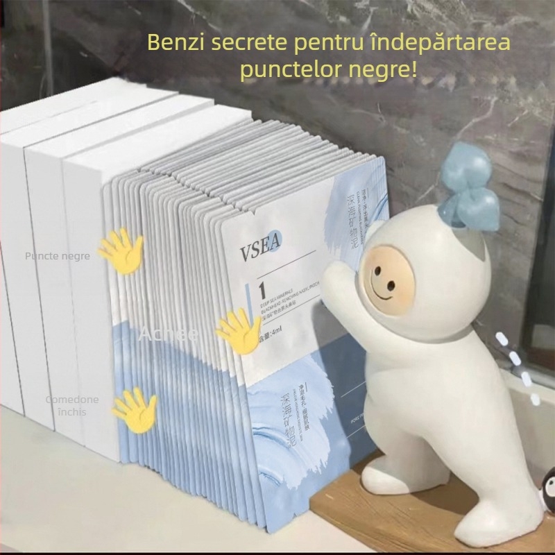 VSEA Set de plasturi nazali cu minerale din mare adâncă – Îngrijește zona T, Îndepărtează punctele negre, Micșorează porii, Hidratează pielea, Pachet de cinci bucăți