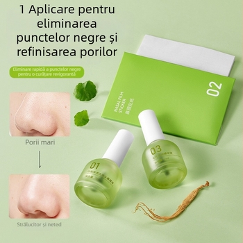BOBV Set triplu pentru îndepărtarea punctelor negre cu extract de bambus, lichid de extracție, pentru ten mixt, 7ml+7ml
