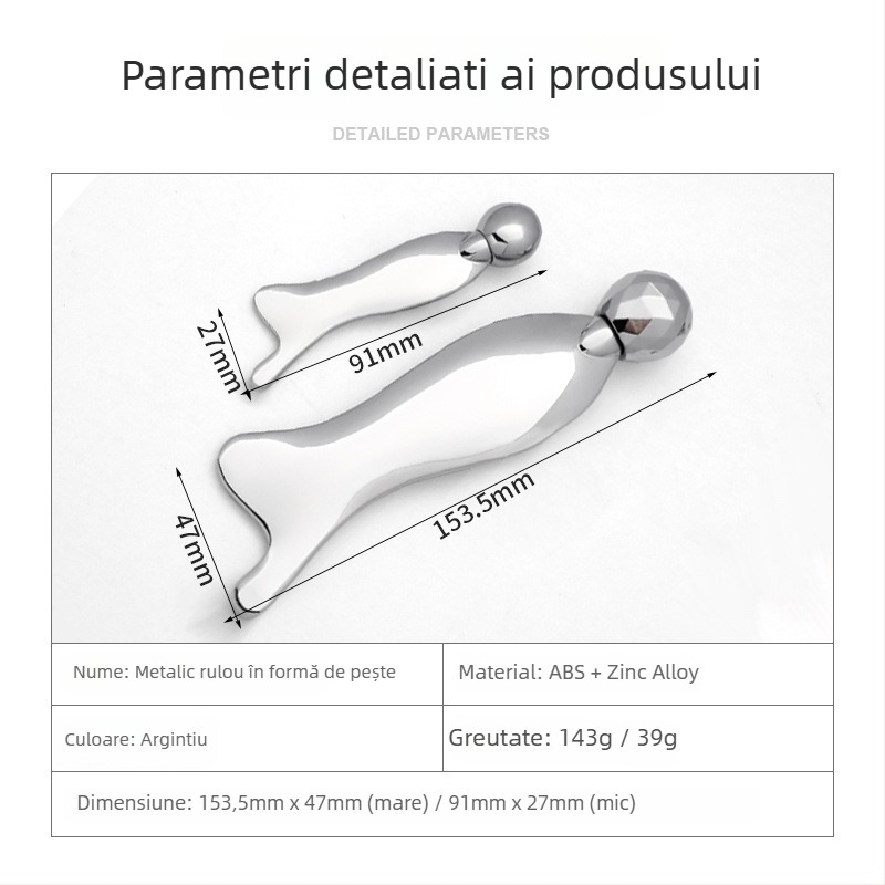 Placă metalică pentru masaj gua sha cu roller 3D, pentru lifting și fermitate; unealtă de masaj de tip roller; construcție din aliaj de zinc