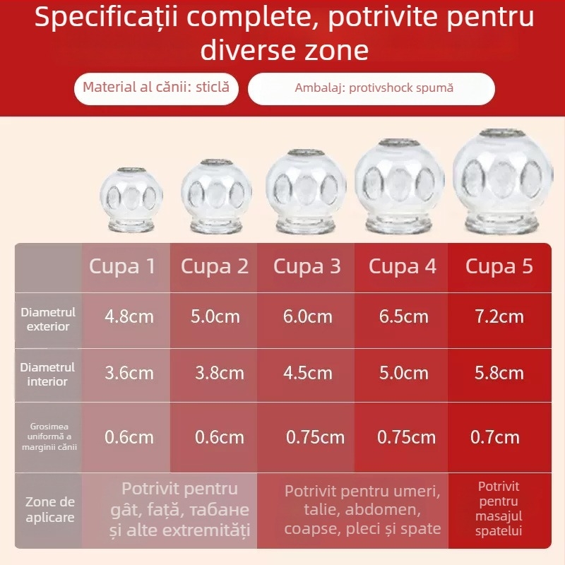 Set de cupping Morning Industry din sticlă pentru uz casnic – dispozitiv de medicină tradițională chineză