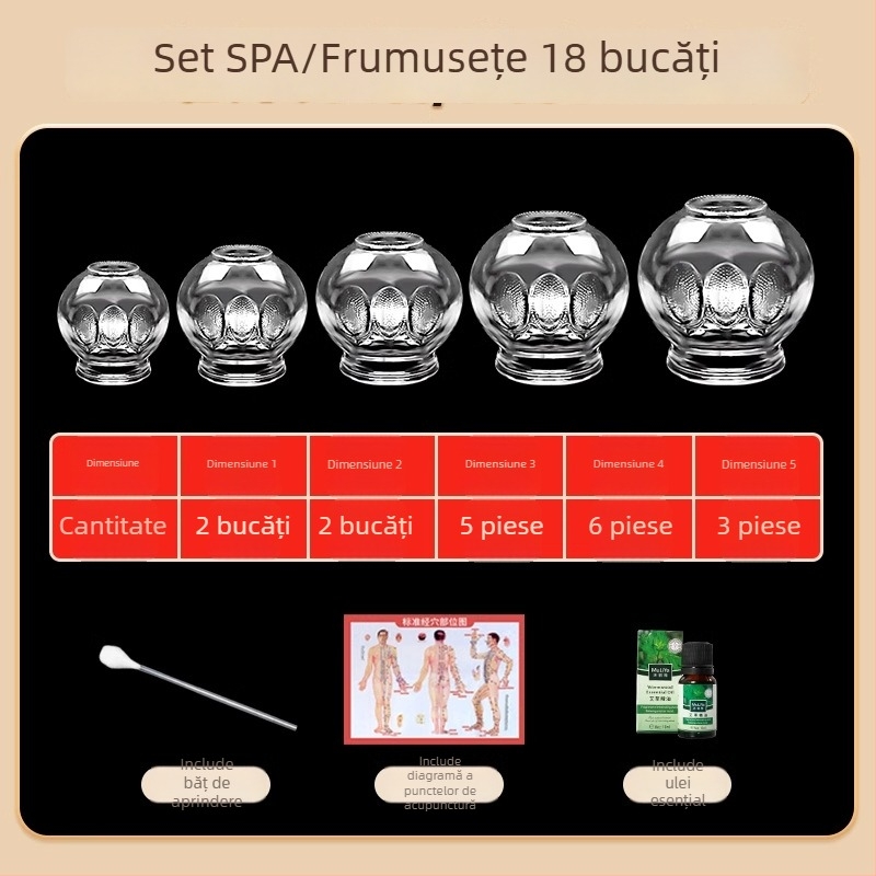 Set de cupping Morning Industry din sticlă pentru uz casnic – dispozitiv de medicină tradițională chineză
