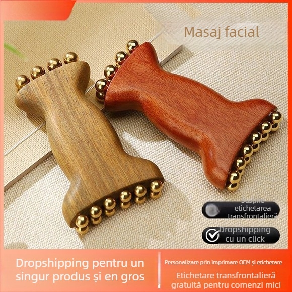 Masaj facial cu 14 mărgele, instrument din lemn masiv pentru ridicarea fasciei, 100 g, cutie 200 buc