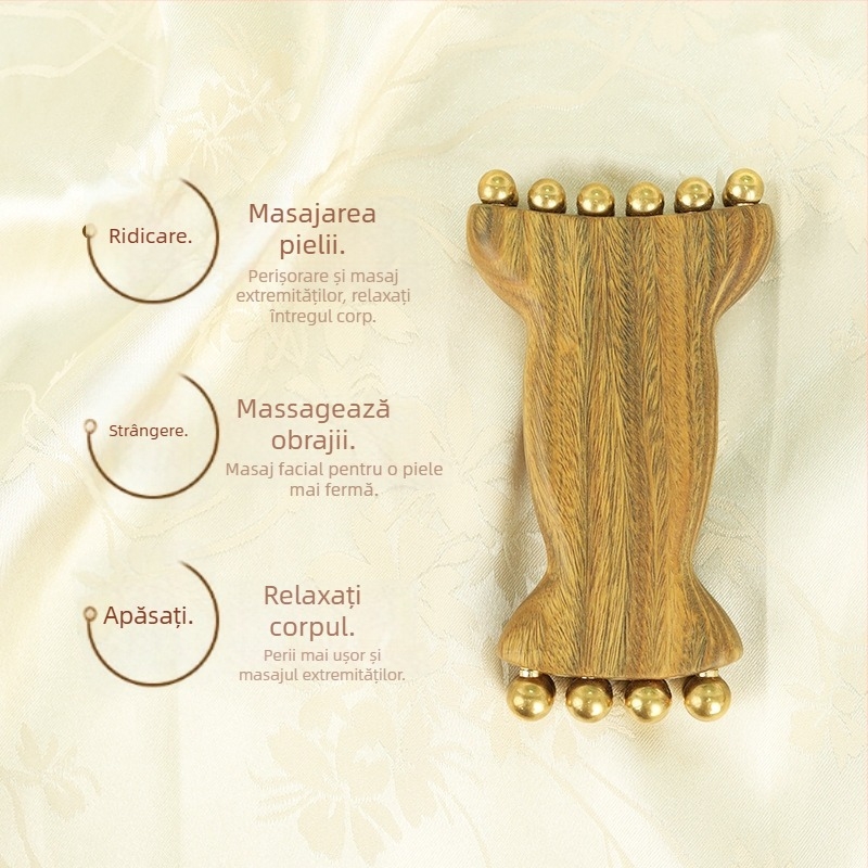 Masaj facial cu 14 mărgele, instrument din lemn masiv pentru ridicarea fasciei, 100 g, cutie 200 buc