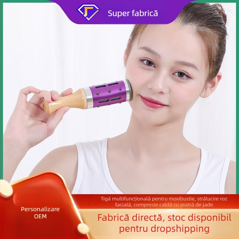 Dispozitiv de moxibustie facial cu aventurin, portabil, 4–6 găuri, cutie inclusă, marcă Arching ancient ai