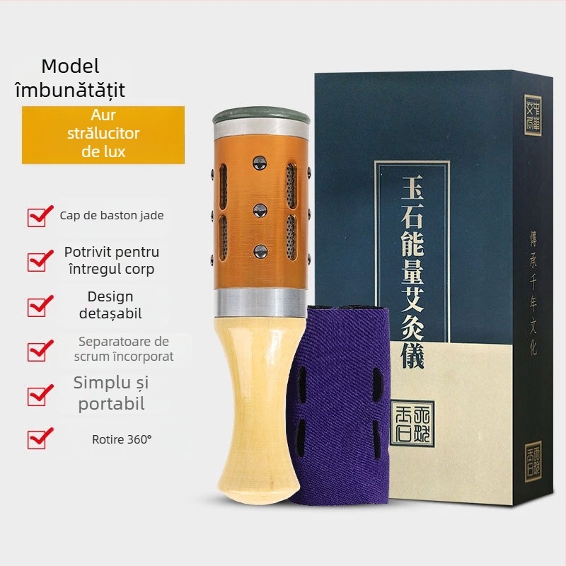 Dispozitiv de moxibustie facial cu aventurin, portabil, 4–6 găuri, cutie inclusă, marcă Arching ancient ai