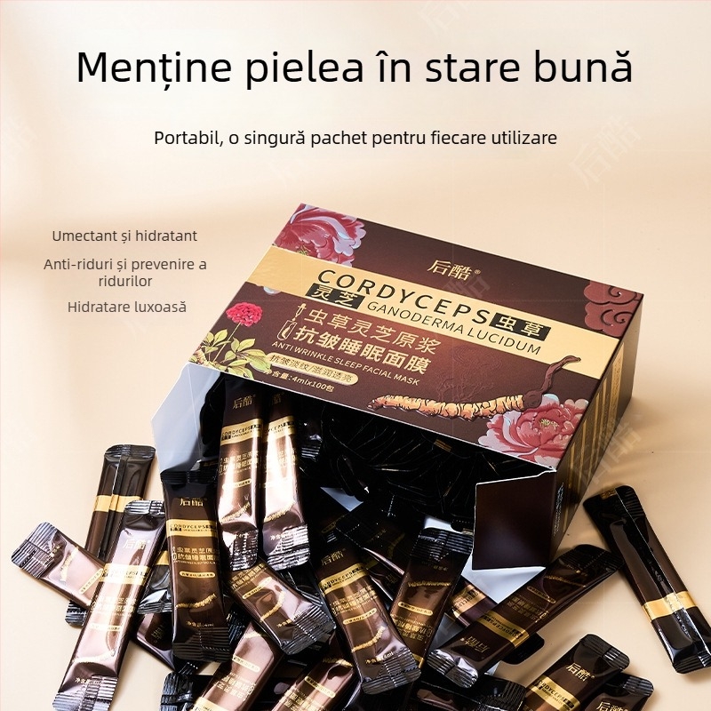 Mască de somn anti-îmbătrânire cu extracte de Cordyceps și Ganoderma lucidum, hidratează și tonifică, 100 bucăți (durată de viață 3 ani) Back Cool