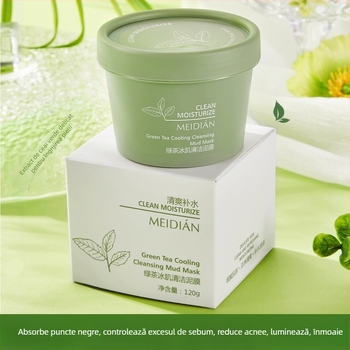 Mască de argilă cu ceai verde pentru curățare profundă, controlul sebumului, strângerea porilor, hidratare și îndepărtarea punctelor negre (120 ml)