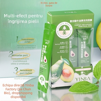 Mască cu bule de avocado YINBA – peel-off, pentru eliminarea punctelor negre și curățare profundă, potrivită pentru toate tipurile de ten, valabilitate 60 de luni
