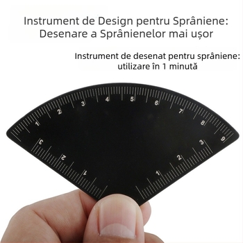 Unealtă de trasare a sprâncenelor cu riglă metalică, poziționare cu trei puncte pentru design precis al sprâncenelor (Origine: Guangzhou)