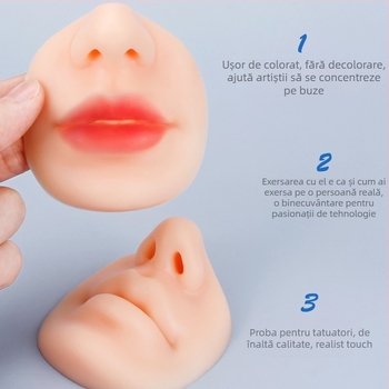 Modul de antrenament din silicon 5D pentru buze și nas, piele de practică pentru tatuajul buzelor pentru începători, model 3D realist al buzelor