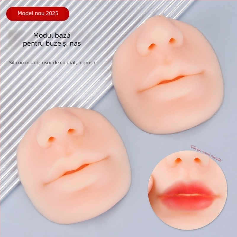 Modul de antrenament din silicon 5D pentru buze și nas, piele de practică pentru tatuajul buzelor pentru începători, model 3D realist al buzelor