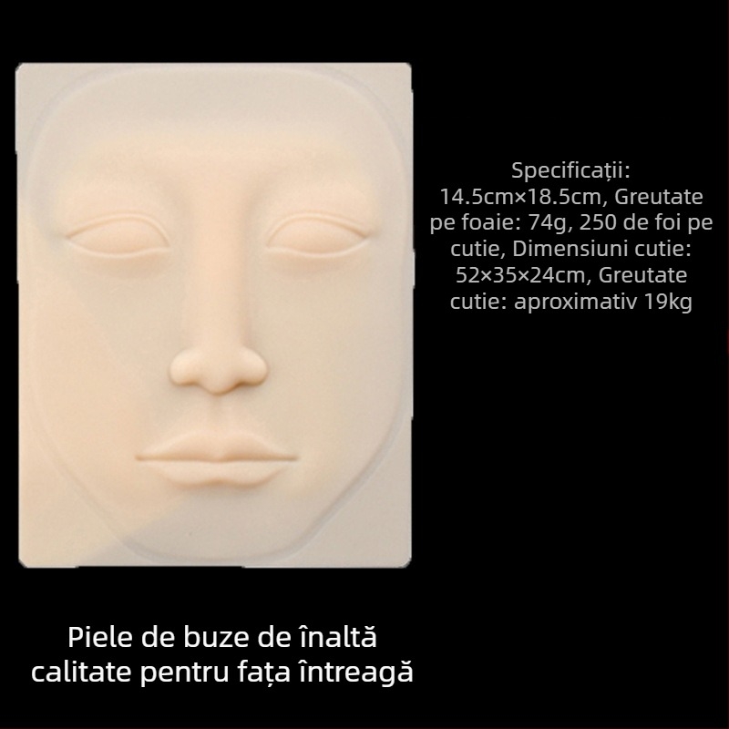 Piele de practică pentru tatuaj sprâncene, față întreagă, silicon imitatie de piele pentru pregătire semi-permanentă