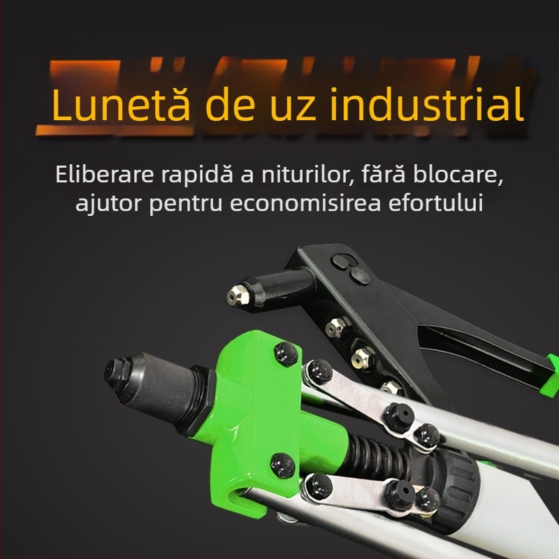 Pistol manual de nituit pentru fixări industriale, aliaj de titan, economie de efort