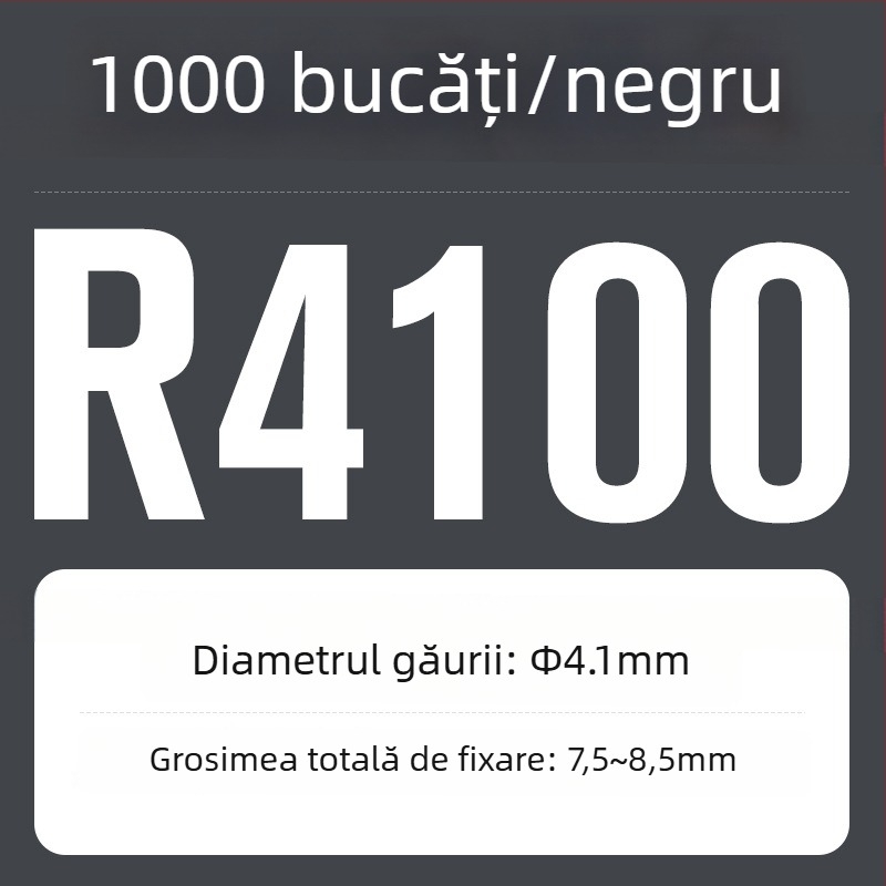 R-tip nailon rivet cu extindere din plastic și cataramă; Material: Nylon PA-66; Standard: Standard Național; Tip de pin: cuie de presiune
