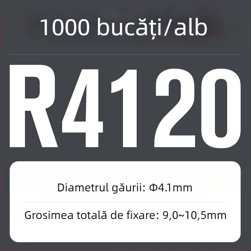 R-tip nailon rivet cu extindere din plastic și cataramă; Material: Nylon PA-66; Standard: Standard Național; Tip de pin: cuie de presiune