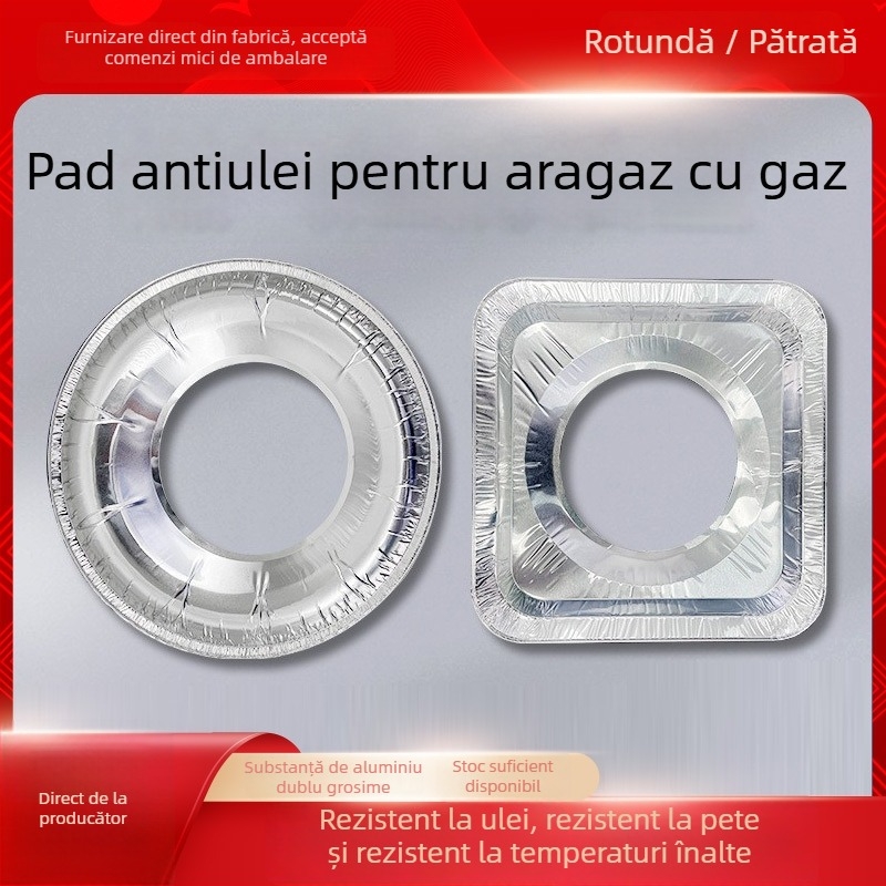 Covoraș de protecție din folie de aluminiu pentru aragaz, rotund, 50 microni, suport pentru aragaz, Dongsheng