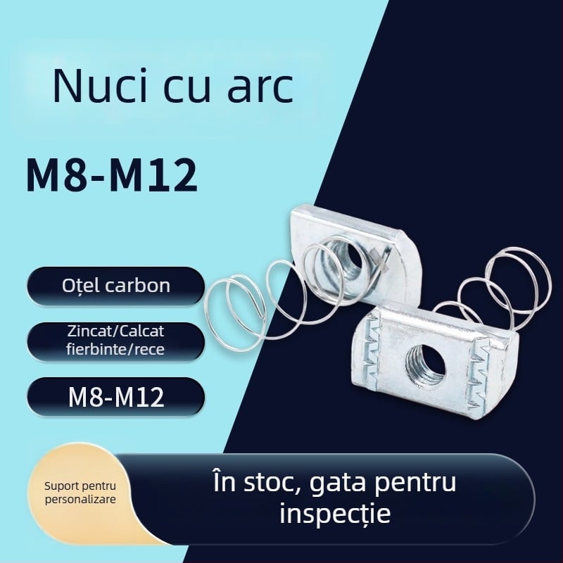 Piuliță elicoidală galvanizată pentru componentă din oțel în formă C — piuliță dreptunghiulară pentru curea, șurub anti-slăbire, Brand Building, Standard JIS B1185-6-2010, Finisare galvanizată, Clasă B, Rezistență 4.8