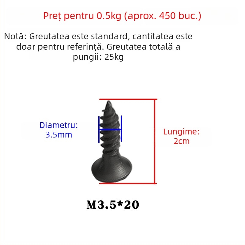 Snowteng șuruburi autoforante pentru gips-carton, cap încastrat, fosfotate, oțel carbon 1022, GB14210