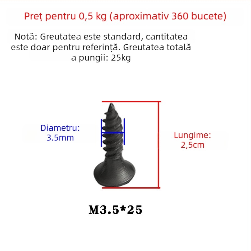 Snowteng șuruburi autoforante pentru gips-carton, cap încastrat, fosfotate, oțel carbon 1022, GB14210