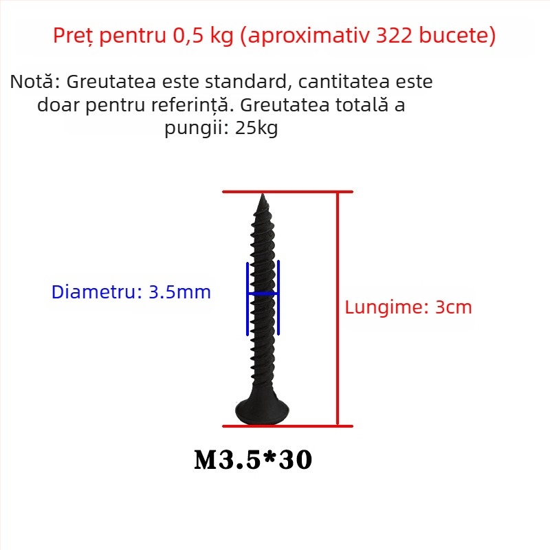 Snowteng șuruburi autoforante pentru gips-carton, cap încastrat, fosfotate, oțel carbon 1022, GB14210