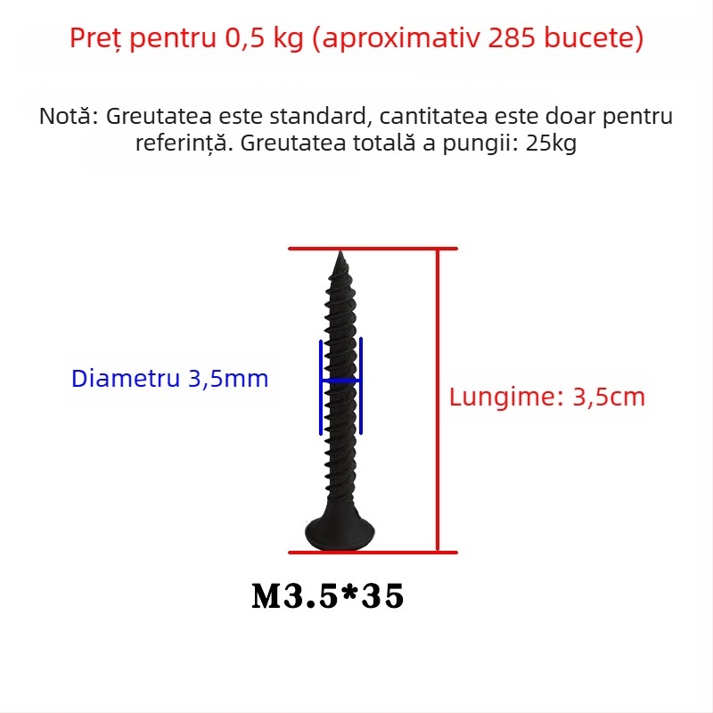 Snowteng șuruburi autoforante pentru gips-carton, cap încastrat, fosfotate, oțel carbon 1022, GB14210