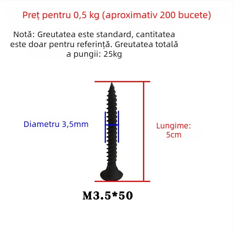 Snowteng șuruburi autoforante pentru gips-carton, cap încastrat, fosfotate, oțel carbon 1022, GB14210