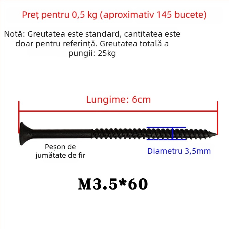 Snowteng șuruburi autoforante pentru gips-carton, cap încastrat, fosfotate, oțel carbon 1022, GB14210