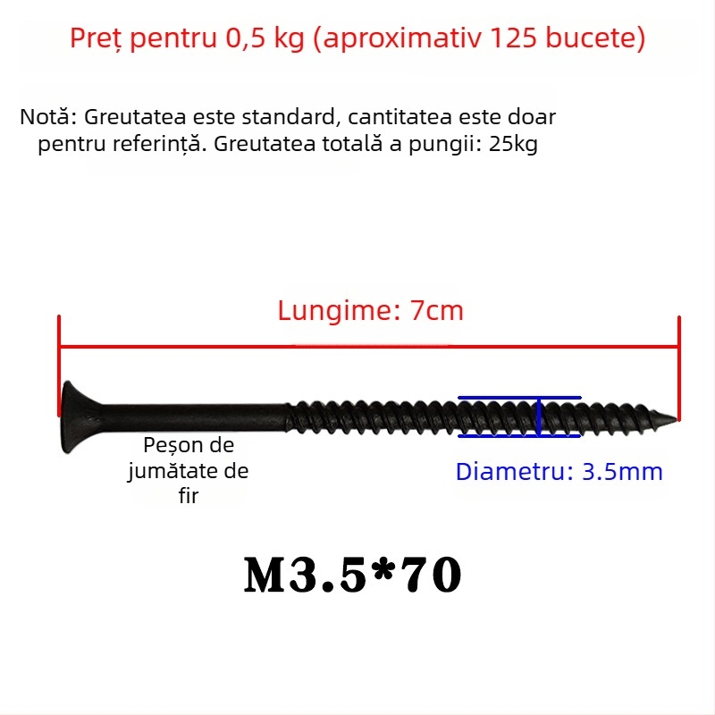 Snowteng șuruburi autoforante pentru gips-carton, cap încastrat, fosfotate, oțel carbon 1022, GB14210