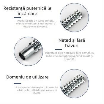 Șurub de expansiune autofiletant cu țeavă de expansiune din oțel, marca Neck Strength, clasele B și C