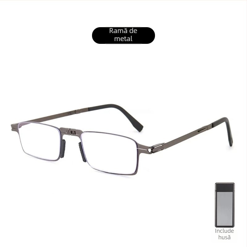 Ochelari de citit cu lentile din rășină, protecție împotriva luminii albastre, ramă metalică, cadru complet, fără sprijin pentru vedere de aproape
