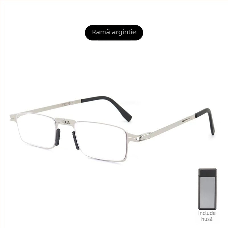 Ochelari de citit cu lentile din rășină, protecție împotriva luminii albastre, ramă metalică, cadru complet, fără sprijin pentru vedere de aproape