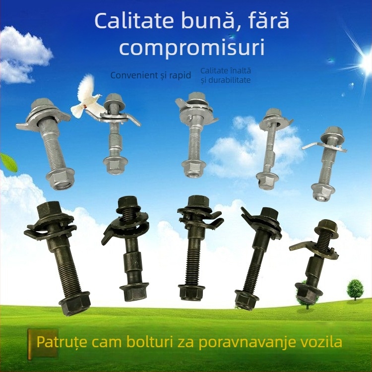 Șuruburi eccentrice pentru poziționare pe patru roți, clasa 12.9, oțel carbon, tratament de suprafață Dacrotizing, DIN 65438-1993, lungime 80 mm