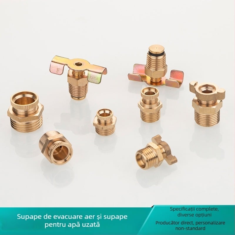 Ventil de drenaj din cupru pentru compresor de aer, acționare manuală, flux unidirecțional, drenaj apă