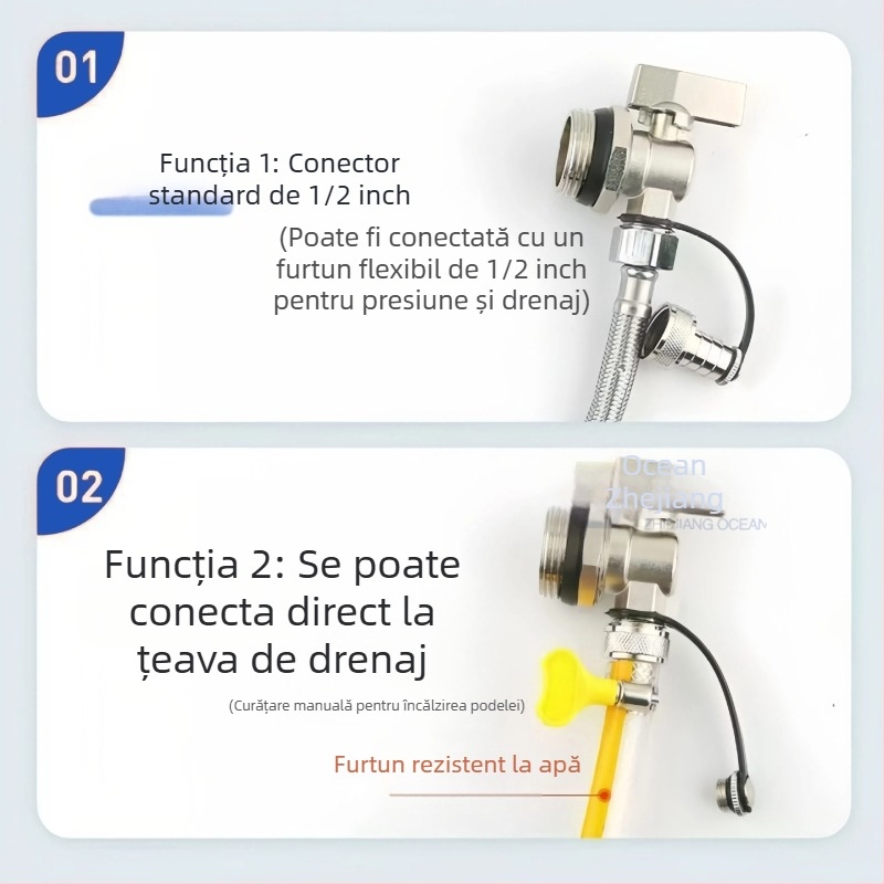 Valvă de drenaj pentru încălzire în pardoseală, din cupru, placare cupru-nichel, montaj în spirală, pentru apă