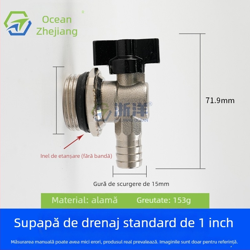 Valvă de drenaj pentru încălzire în pardoseală, din cupru, placare cupru-nichel, montaj în spirală, pentru apă