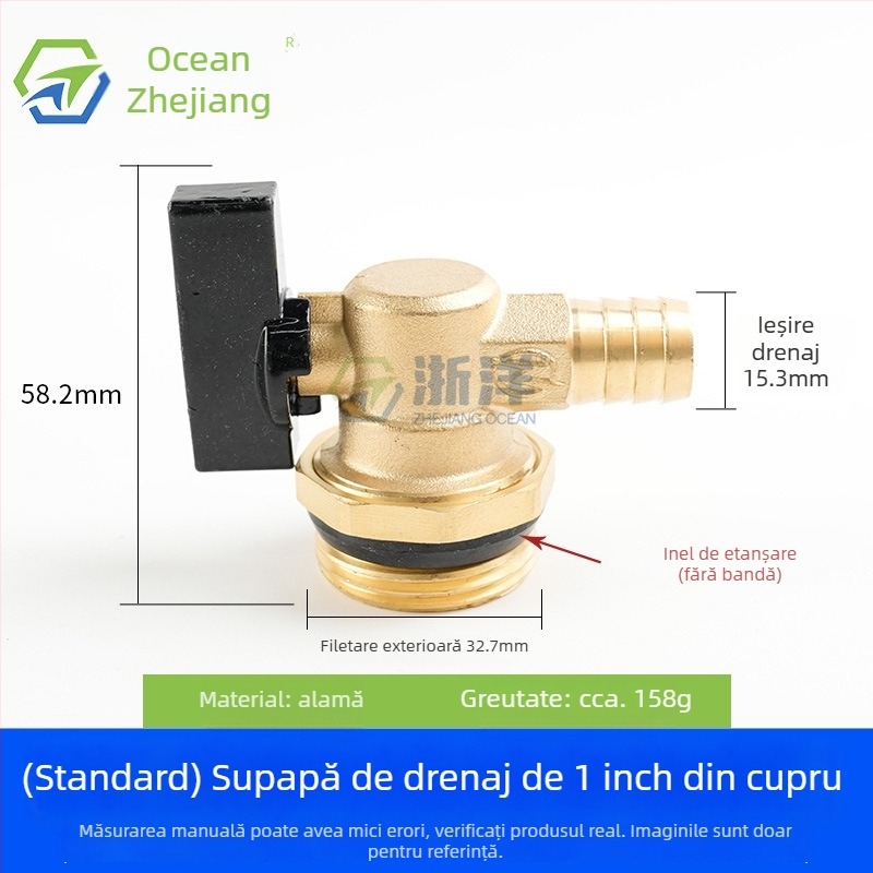 Valvă de drenaj pentru încălzire în pardoseală, din cupru, placare cupru-nichel, montaj în spirală, pentru apă