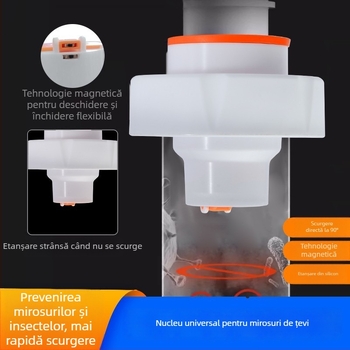 Plug deodorant pentru conducte – inel etanș pentru drenaj podea și chiuvetă, supapă anti-retur, ABS, Mi Xiaoxiao