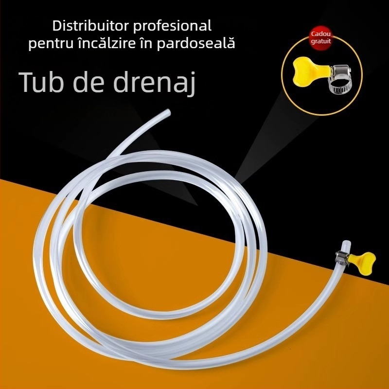 Țeavă pentru încălzire în pardoseală cu conductă de eliberare a apei, distribuitor de apă, ventil de aer și furtun de drenaj