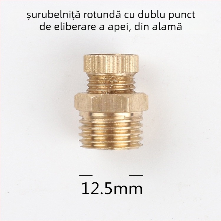Supapă de golire cu șurub pentru compresor de aer fără ulei — corp din cupru, acționare manuală, flux unidirecțional, clapetă tip fluture, supapă de evacuare rapidă