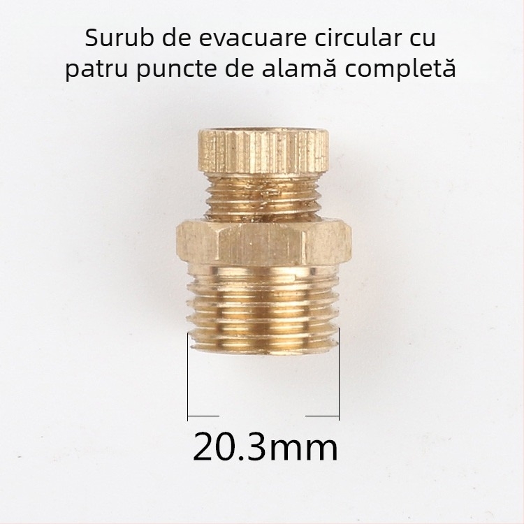 Supapă de golire cu șurub pentru compresor de aer fără ulei — corp din cupru, acționare manuală, flux unidirecțional, clapetă tip fluture, supapă de evacuare rapidă