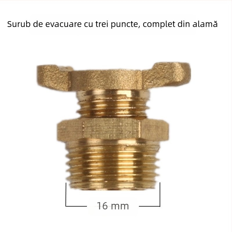 Supapă de golire cu șurub pentru compresor de aer fără ulei — corp din cupru, acționare manuală, flux unidirecțional, clapetă tip fluture, supapă de evacuare rapidă