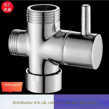 Ventil divertor pentru duș din cupru, pentru mașina de spălat, corp din cupru, finisaj electroplacat, montaj manual, conectare la apă