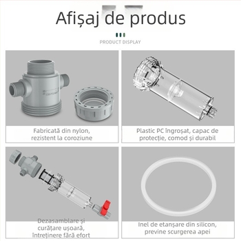 Filtru extensibil pentru acvariu cu plasă 10–200, cameră de sedimentare și supapă cu bilă (mediu filtrant)