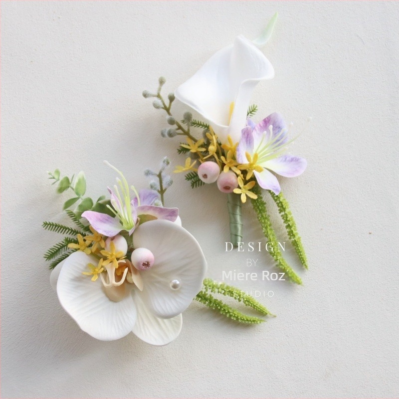 Coroană de mână pentru nuntă cu flori de satin Calla Lily — cadou pentru un coleg de clasă