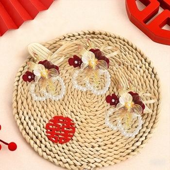 Coroană de încheietură pentru domnișoara de onoare — Mătase cu perle, accesoriu de nuntă, stil chinezesc, fără personalizare