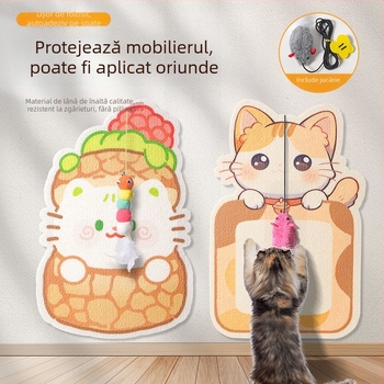 Placă de zgâriere pentru pisici din PVC, montare verticală pe perete, poate fi tăiată, stil desen animat, brand Xinfeng Star